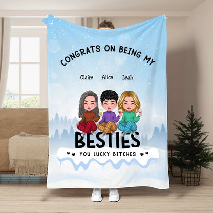 Besties - Congrats On Being My Besties - Personalized Blanket - Makezbright Gifts