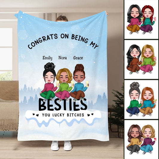 Besties - Congrats On Being My Besties - Personalized Blanket - Makezbright Gifts