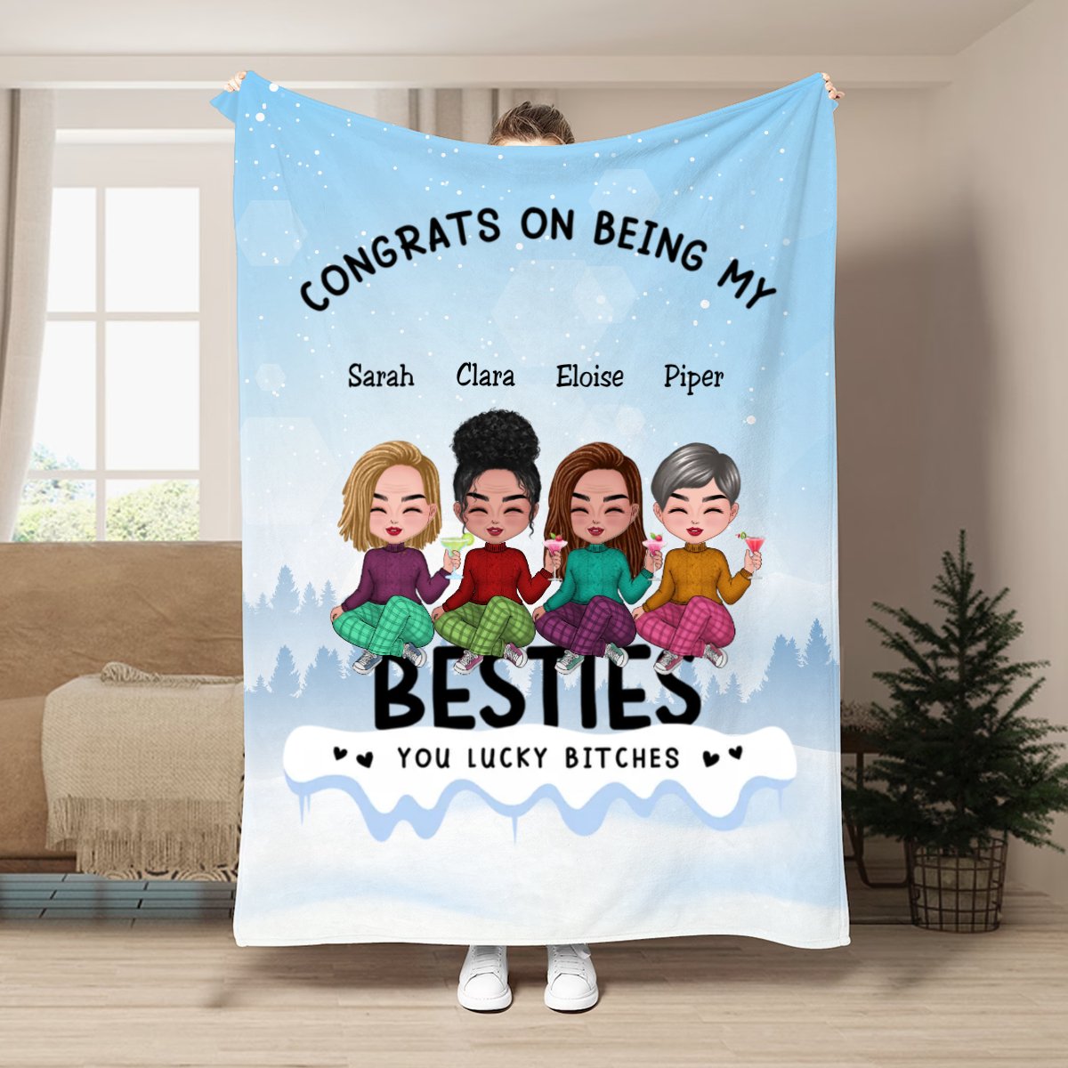 Besties - Congrats On Being My Besties - Personalized Blanket - Makezbright Gifts