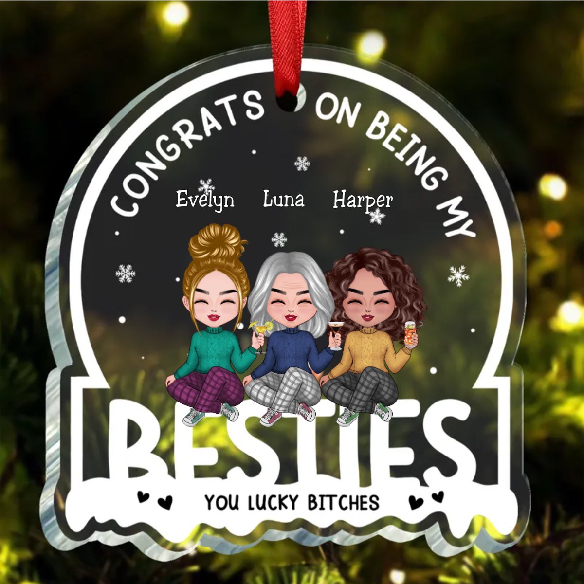 Besties - Congrats On Being My Besties - Personalized Circle Ornament (NM) - Makezbright Gifts