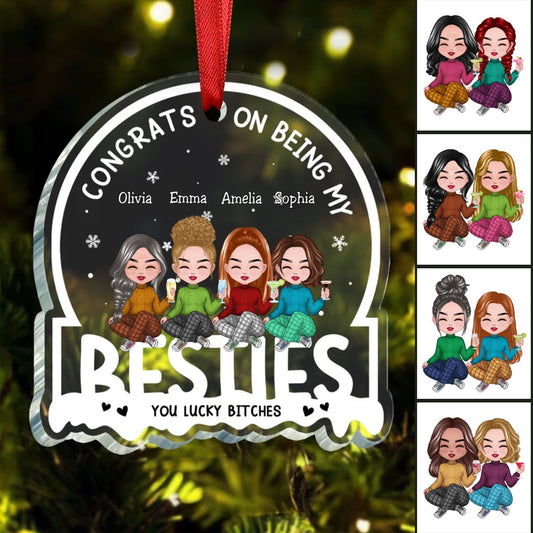 Besties - Congrats On Being My Besties - Personalized Circle Ornament (NM) - Makezbright Gifts