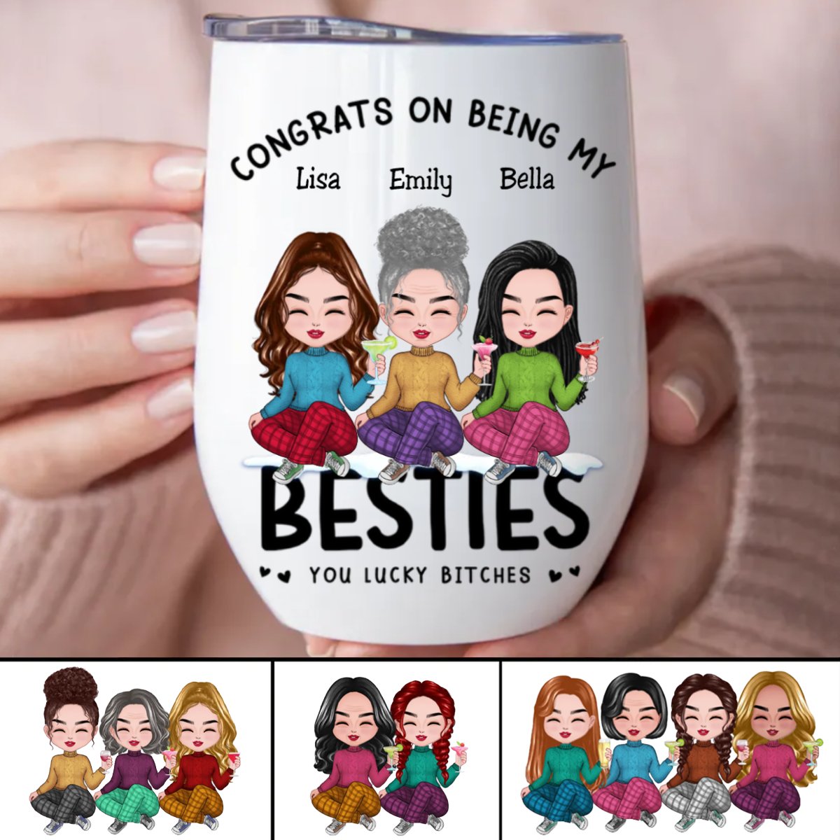 Besties - Congrats On Being My Besties - Personalized Wine Tumbler - Makezbright Gifts