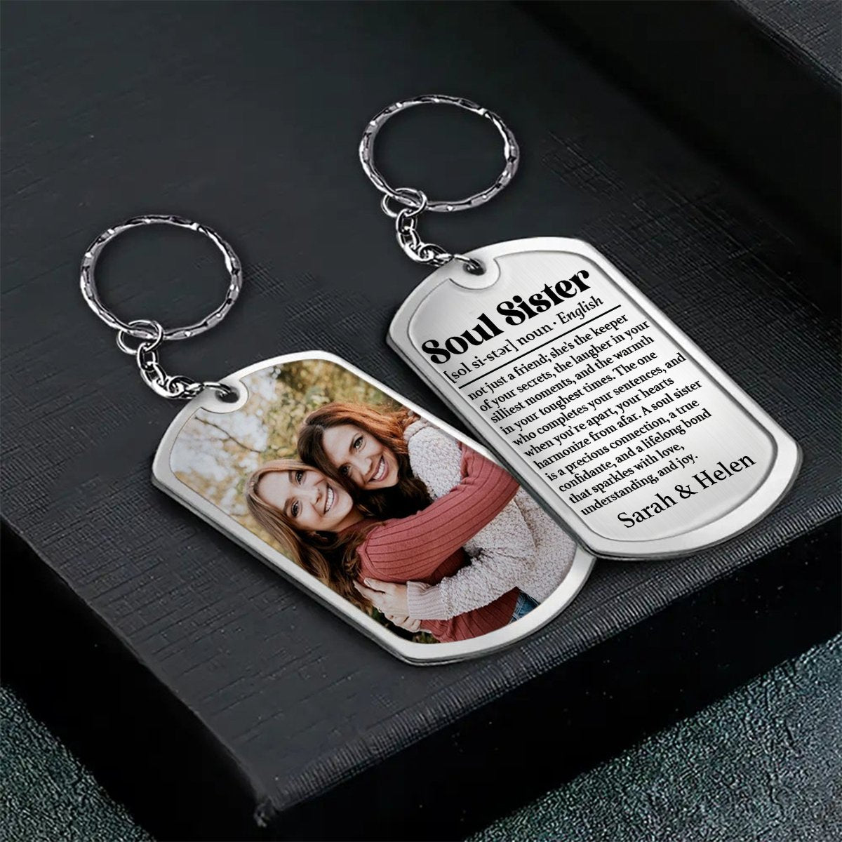 Besties - Custom Photo Soul Sister Definition - Personalized Aluminum Keychain - Makezbright Gifts