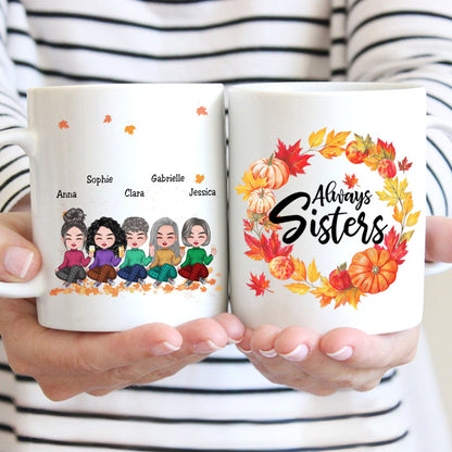 Besties - Fall Season Wreath Pretty Girls - Personalized Mug - Makezbright Gifts