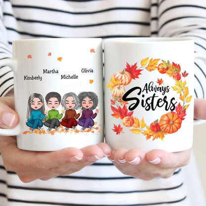 Besties - Fall Season Wreath Pretty Girls - Personalized Mug - Makezbright Gifts