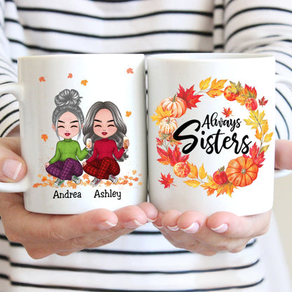 Besties - Fall Season Wreath Pretty Girls - Personalized Mug - Makezbright Gifts