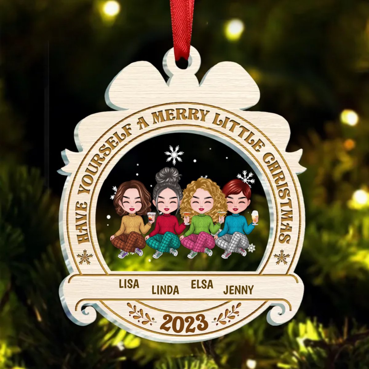 Besties - Have Yourself A Merry Little Christmas - Personalized Transparent Ornament - Makezbright Gifts