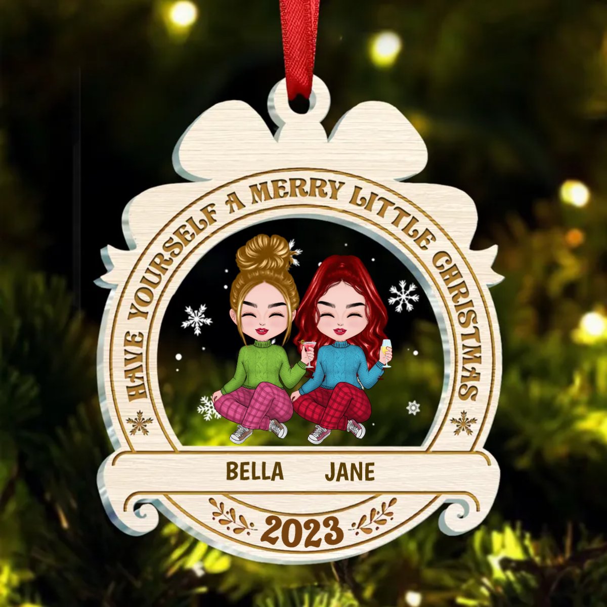 Besties - Have Yourself A Merry Little Christmas - Personalized Transparent Ornament - Makezbright Gifts