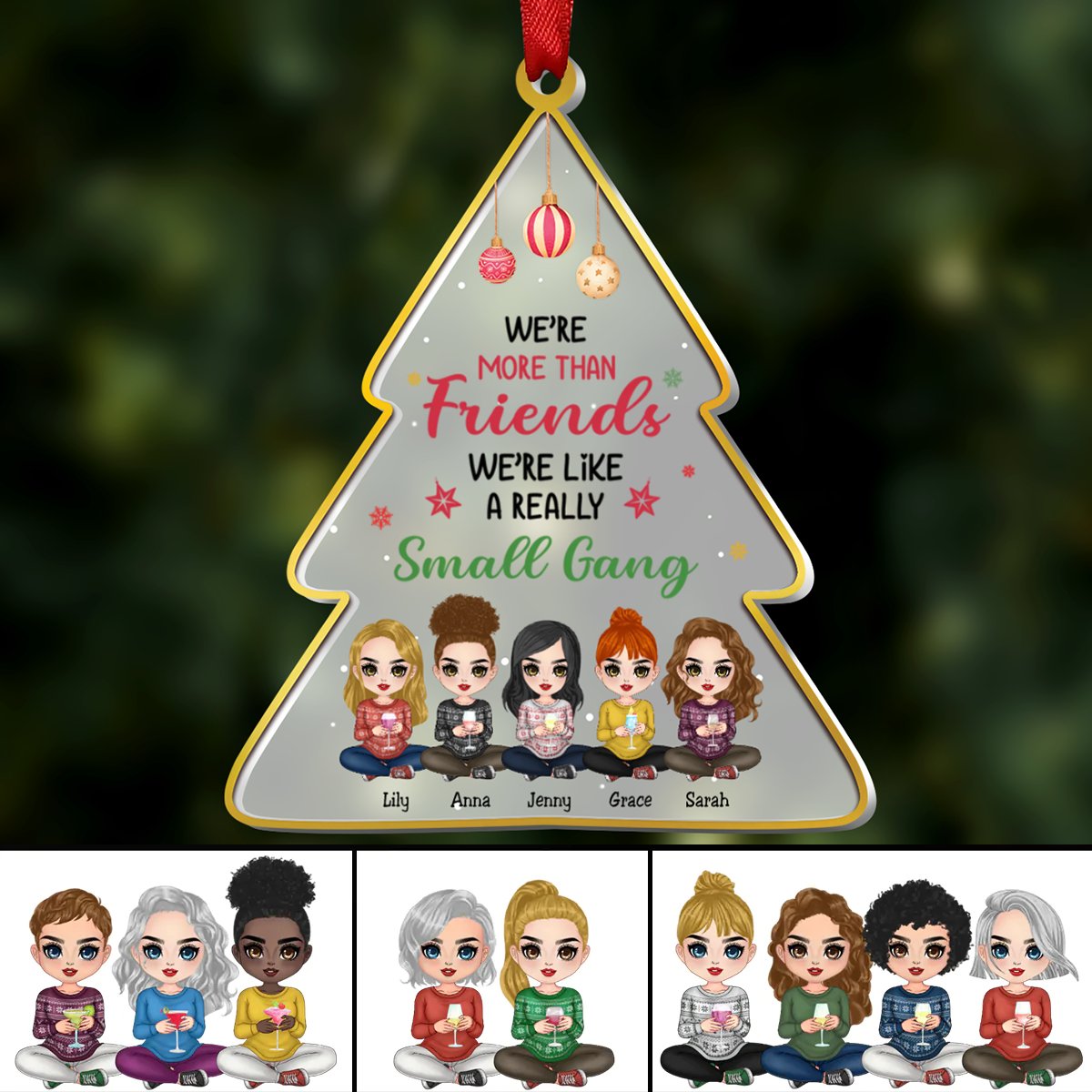 Besties - Not Just Friends, More Like A Small Gang - Personalized Christmas Ornament - Makezbright Gifts