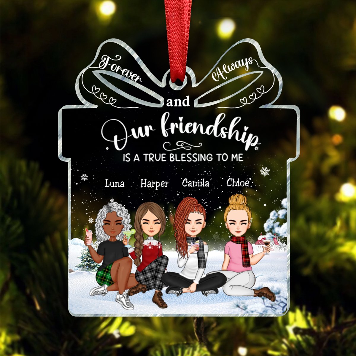 Besties - Our Friendship Is A True Blessing To Me - Personalized Acrylic Ornament - Makezbright Gifts