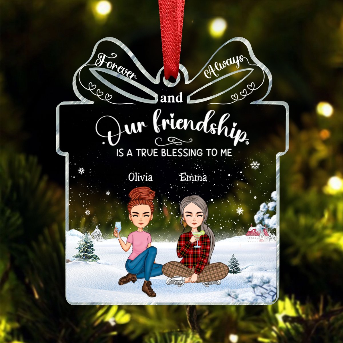 Besties - Our Friendship Is A True Blessing To Me - Personalized Acrylic Ornament - Makezbright Gifts