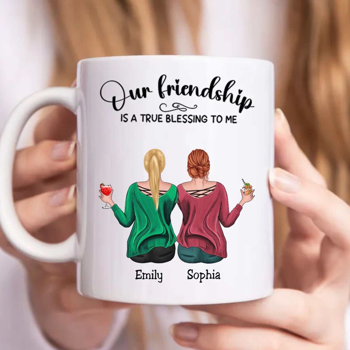 Besties - Our Friendship Is A True Blessing To Me - Personalized Mug (Ver. 2) - Makezbright Gifts