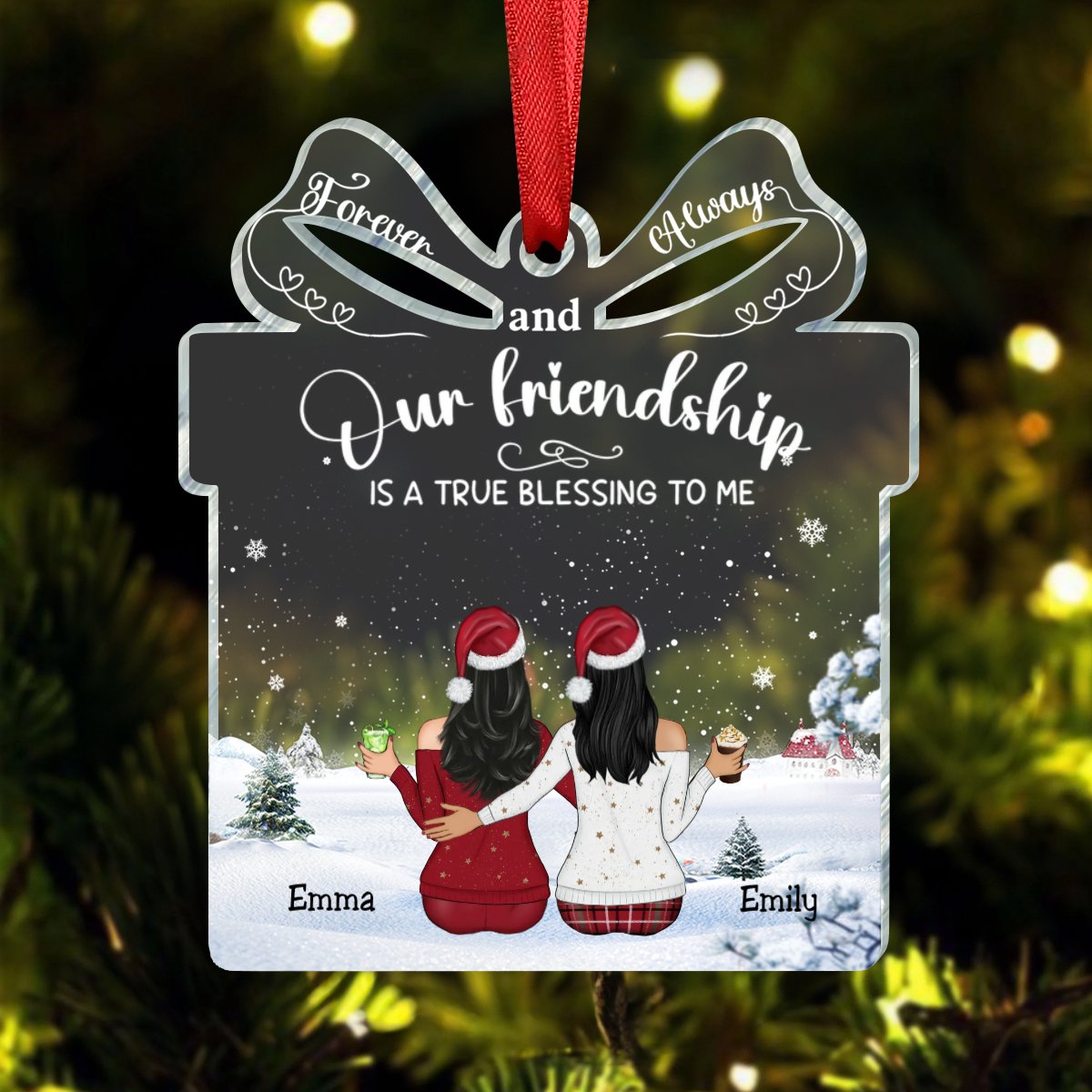 Besties - Our Friendship is a True Blessing to me - Personalized Transparent Ornament - Makezbright Gifts