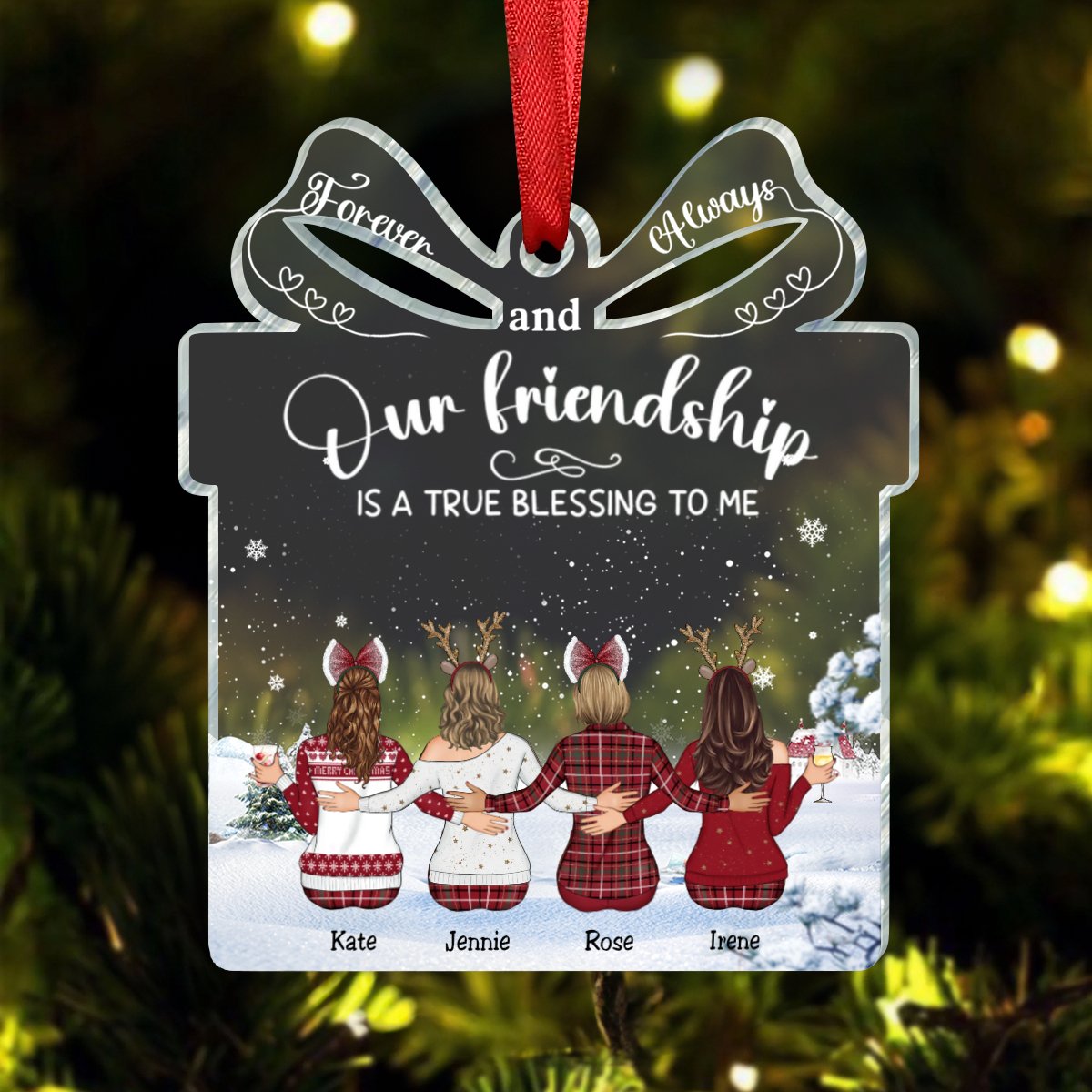 Besties - Our Friendship is a True Blessing to me - Personalized Transparent Ornament - Makezbright Gifts