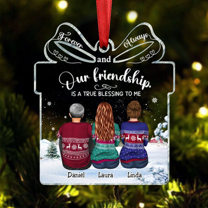 Besties - Our Friendship is a True Blessing to me - Personalized Transparent Ornament (V2) - Makezbright Gifts