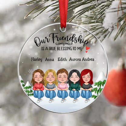 Besties - Our Friendship Is A True Blessing To Me - Personalized Transparent Ornament (Ver 4) - Makezbright Gifts