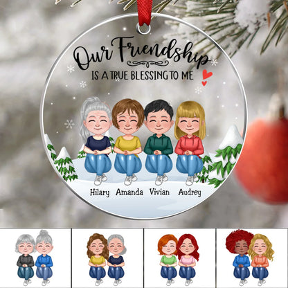 Besties - Our Friendship Is A True Blessing To Me - Personalized Transparent Ornament (Ver 4) - Makezbright Gifts