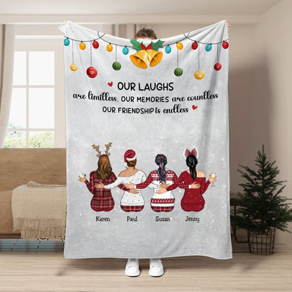 Besties - Our Laughs Are Limitless Our Memories Are Countless Our Friendship Is Endless - Personalized Blanket - Makezbright Gifts