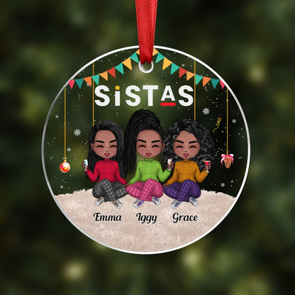 Besties - Sistas Forever - Personalized Transparent Ornament (Ver 2) - Makezbright Gifts