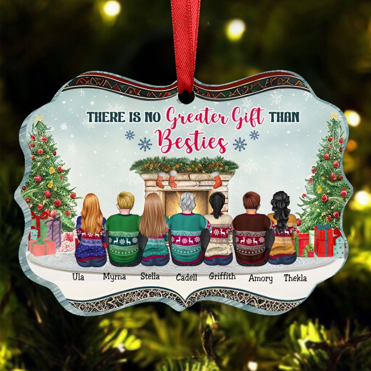 Besties - There Is No Greater Gift Than Besties - Personalized Acrylic Ornament V1 - Makezbright Gifts