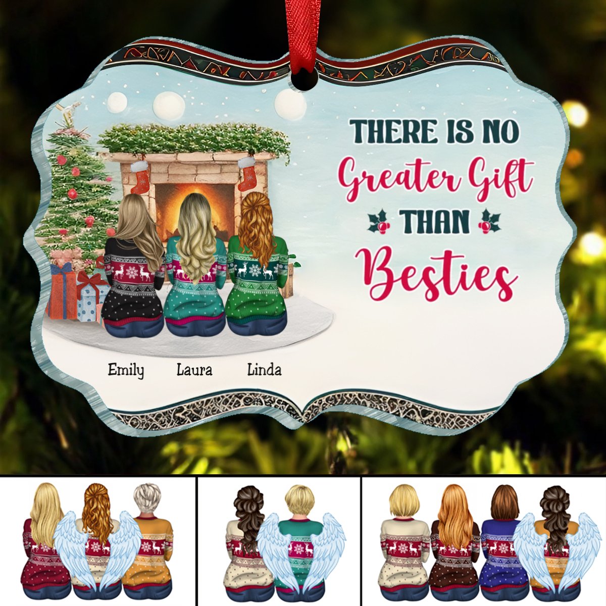 Besties - There Is No Greater Gift Than Besties - Personalized Acrylic Ornament V1 - Makezbright Gifts