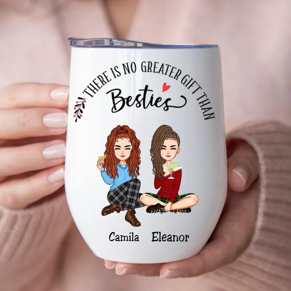 Besties - There Is No Greater Gift Than Besties - Personalized Wine Tumbler (NM) - Makezbright Gifts