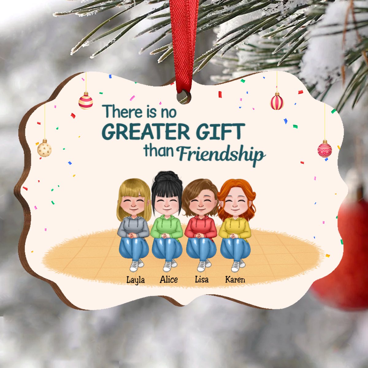 Besties - There Is No Greater Gift Than Friendship - Personalized Ornament (Ver 2) - Makezbright Gifts