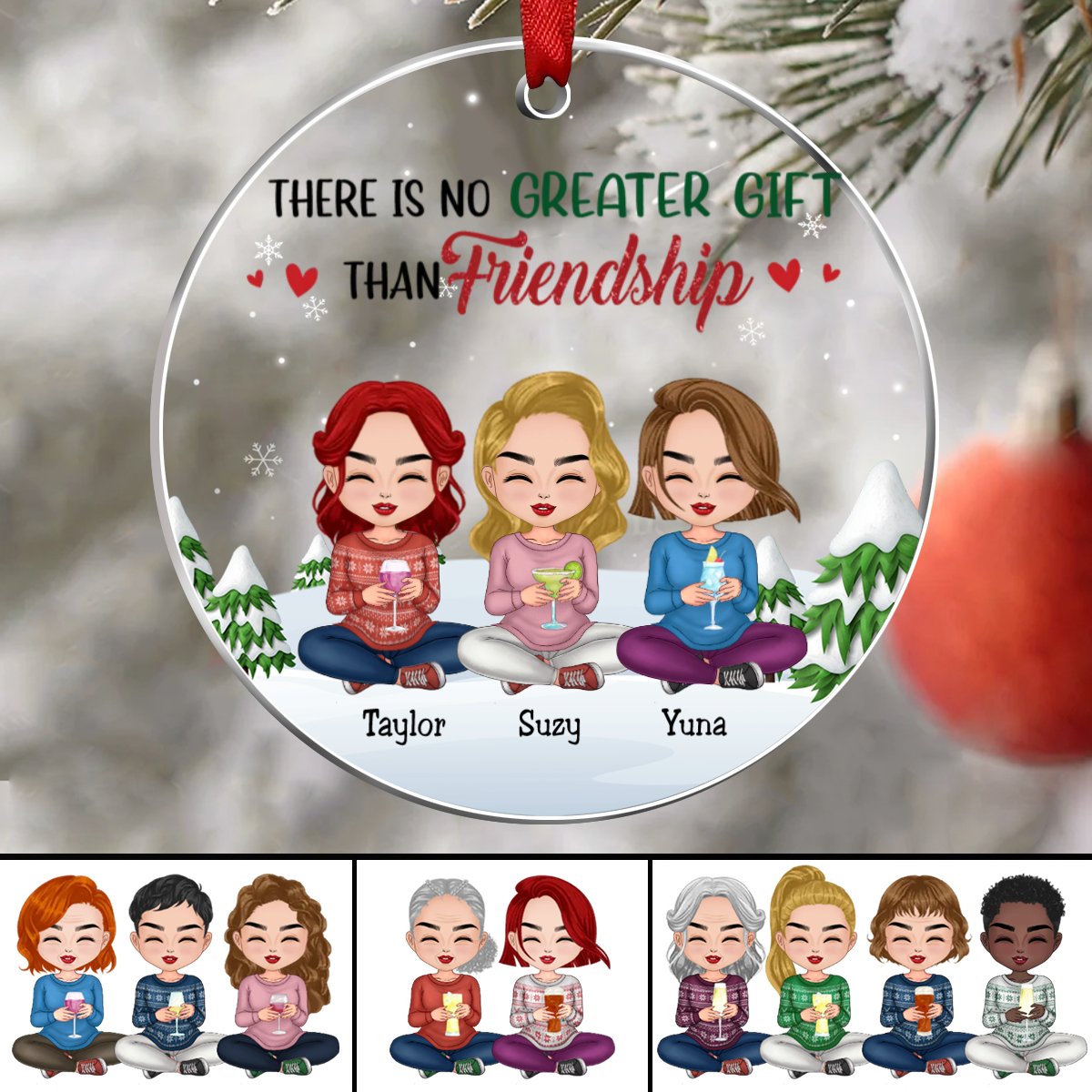 Besties - There Is No Greater Gift Than Friendship - Personalized Transparent Ornament (Ver 2) - Makezbright Gifts