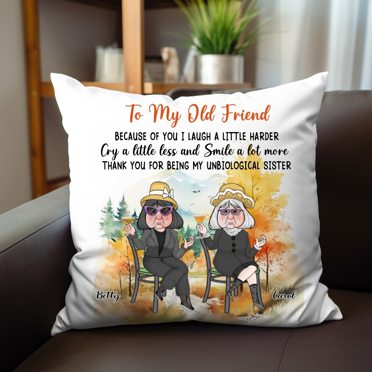 Besties - To My Old Friend Autumn - Personalized Pillow (TB) - Makezbright Gifts