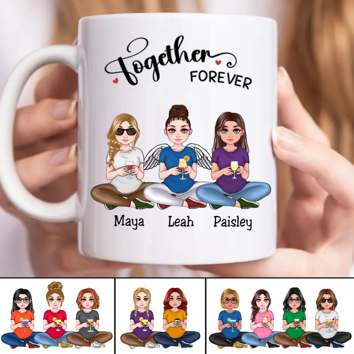 Besties - Together Forever - Personalized Mug (NM) - Makezbright Gifts