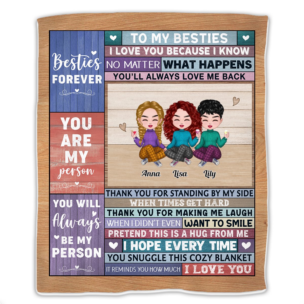 Besties - You Are My Person - Personalized Blanket - Makezbright Gifts