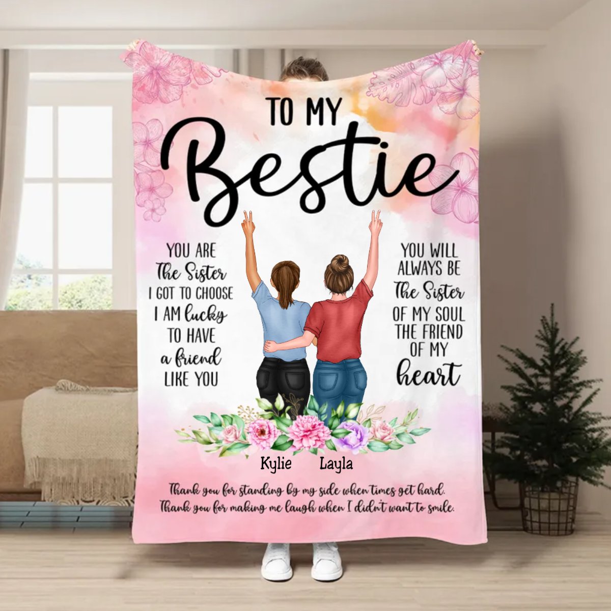 Besties - You Are The Sister I Got Choose - Personalized Blanket - Makezbright Gifts