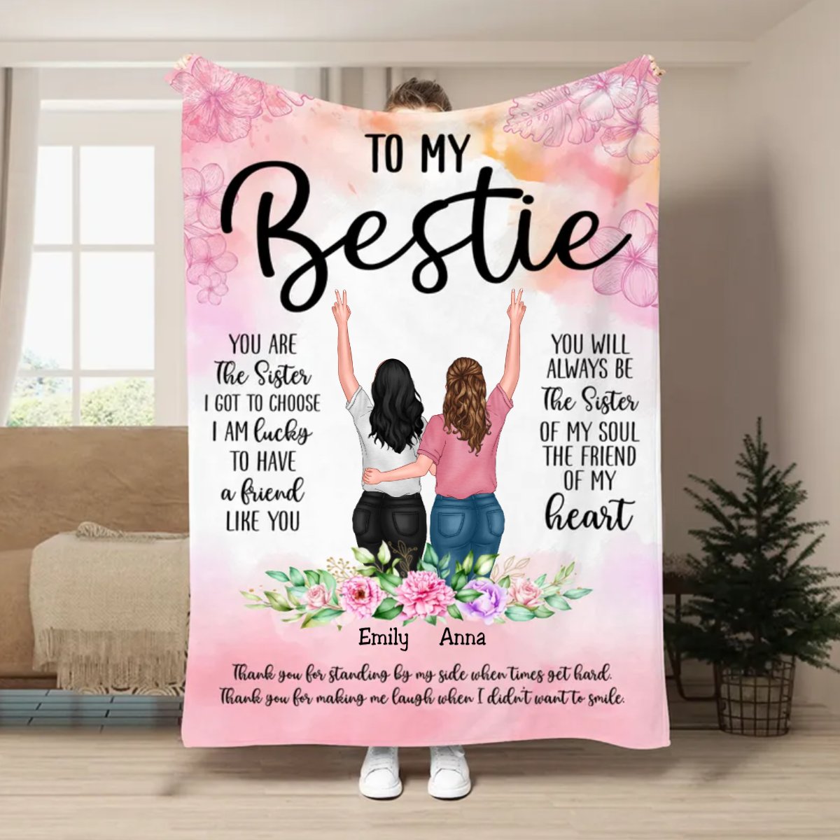 Besties - You Are The Sister I Got Choose - Personalized Blanket - Makezbright Gifts