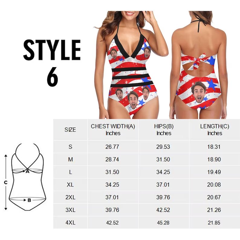 Bikini - Face bathing Suits for Women - Personalized Bikini Swimsuit - Makezbright Gifts