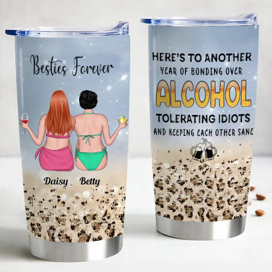 Bonding Beyond Booze - Personalized Stainless Steel Tumbler - Gift for Best Friends, Sisters, Soul Sisters - Makezbright Gifts