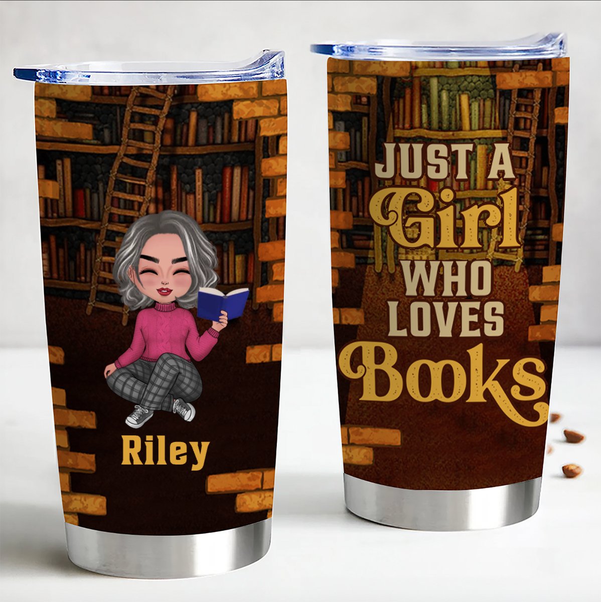 Book Lovers - Just A Girl Who Loves Books - Personalized Tumbler Cup - Makezbright Gifts