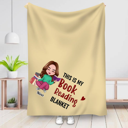 Book Lovers - This Is My Book Reading Blanket - Personalized Blanket (Ver.2) - Makezbright Gifts