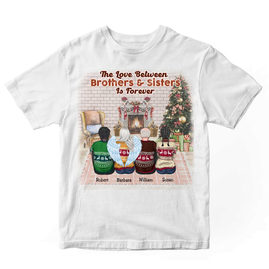 Brothers And Sister - The Love Between Brothers And Sisters Is Forever - Personalized Unisex T - Shirt (Pink) - Makezbright Gifts