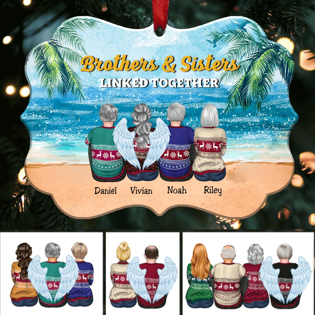 Brothers And Sisters Linked Together - Personalized Christmas Ornament (S1L) - Makezbright Gifts