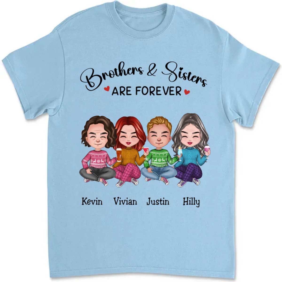 Brothers & Sisters - Brothers & Sisters Are Forever - Personalized T - Shirt (TB) - Makezbright Gifts