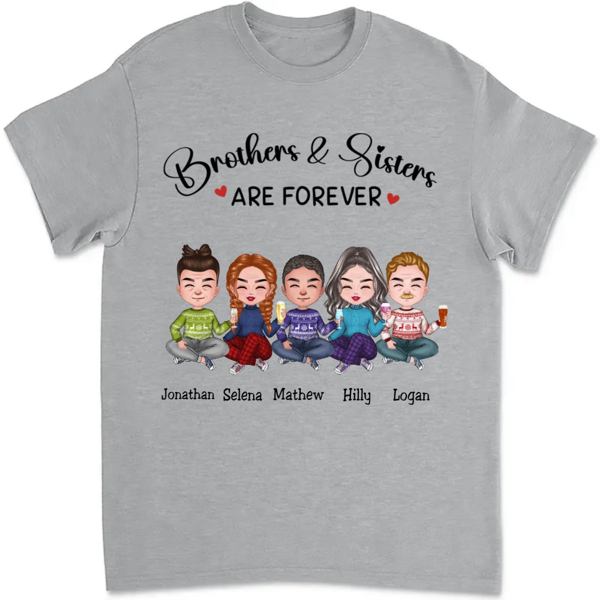 Brothers & Sisters - Brothers & Sisters Are Forever - Personalized T - Shirt (TB) - Makezbright Gifts