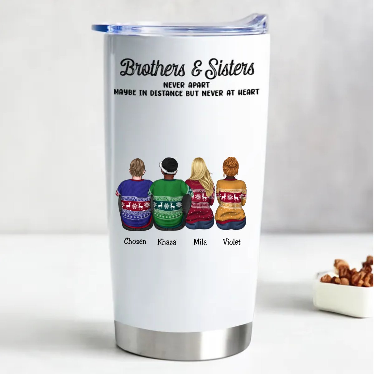 Brothers & Sisters Companion Tumbler - Insulated Stainless Steel Tumbler (20oz) - Makezbright Gifts