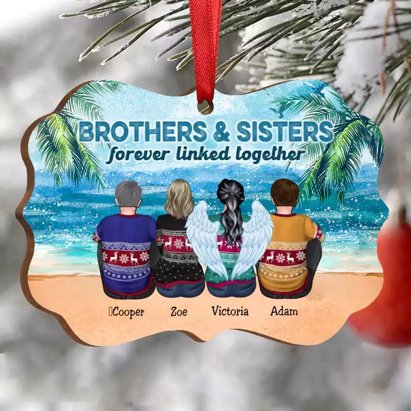 Brothers & Sisters Forever Linked Together - Personalized Christmas Ornament - Makezbright Gifts