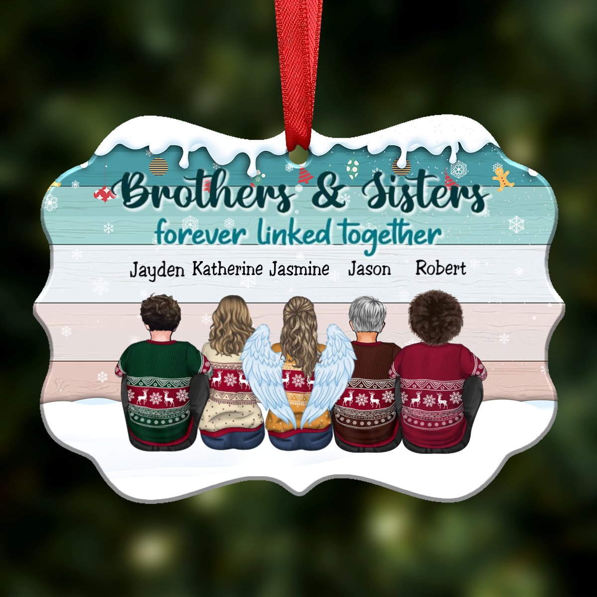 Brothers & Sisters Forever Linked Together - Personalized Christmas Ornament (Ver3) - Makezbright Gifts