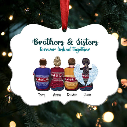 Brothers & Sisters Forever Linked Together - Personalized Christmas Ornament (White) - Makezbright Gifts