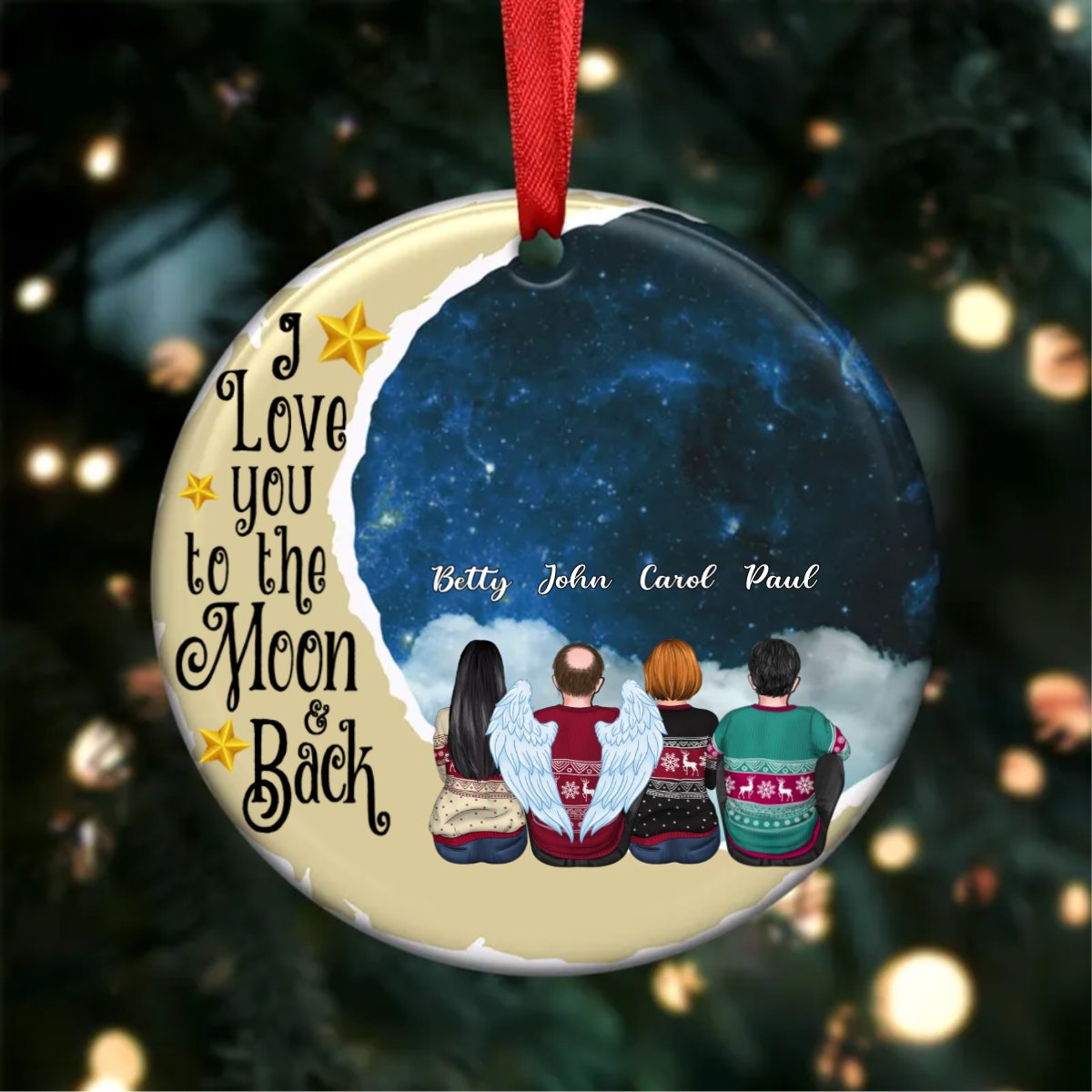 Brothers & Sisters - I Love You To The Moon And Back - Personalized Circle Ornament - Makezbright Gifts