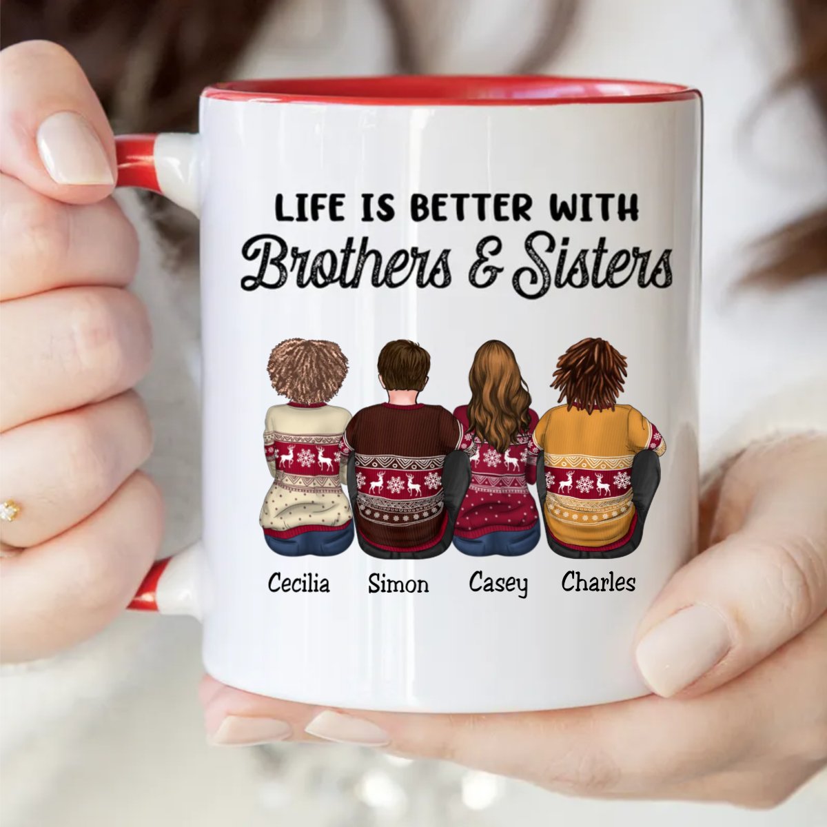 Brothers & Sisters - Life Is Better With Brothers & Sisters - Personalized Accent Mug (TB) - Makezbright Gifts