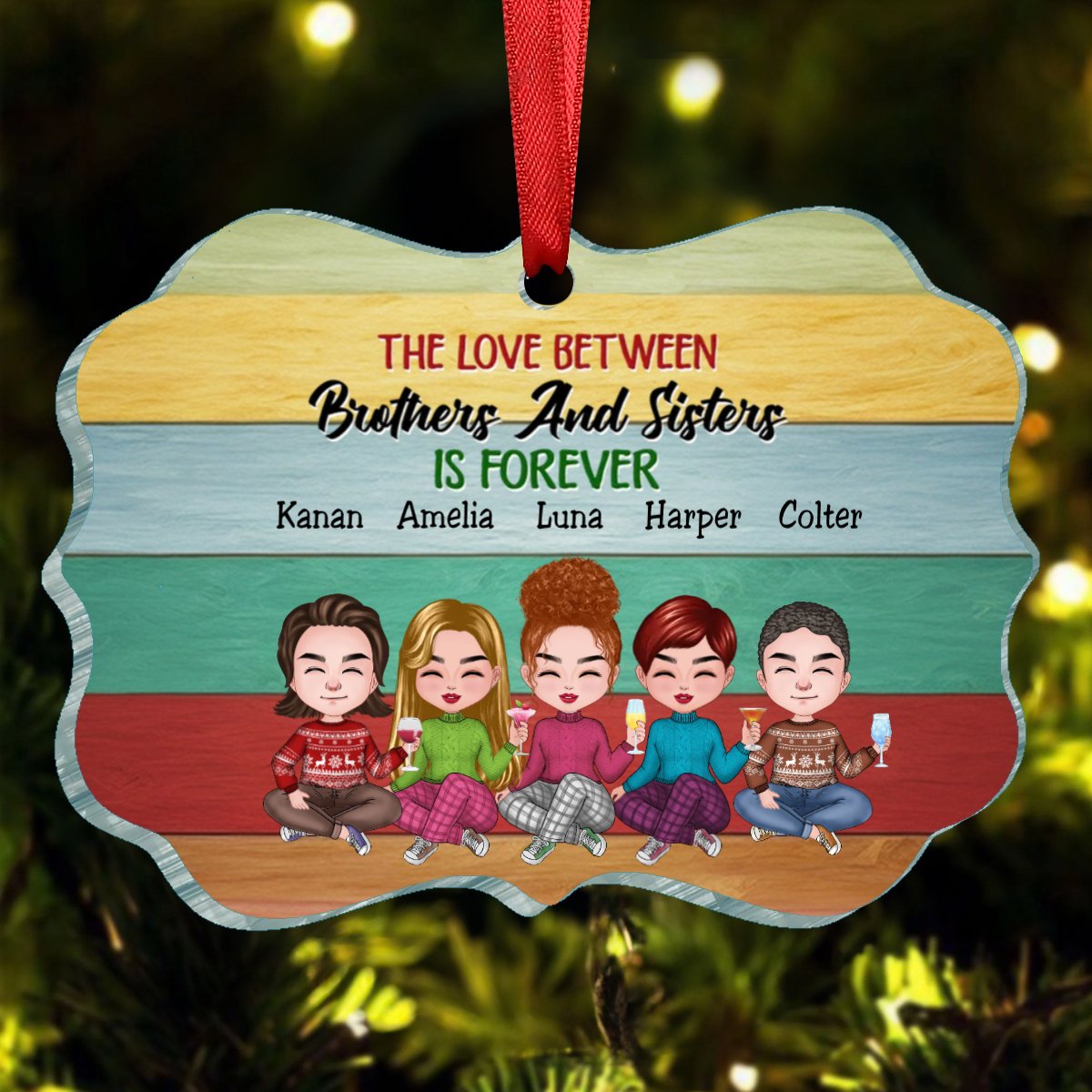 Brothers & Sisters - The Love Between Brothes & Sisters Is Forever - Personalized Ornament(NV) - Makezbright Gifts