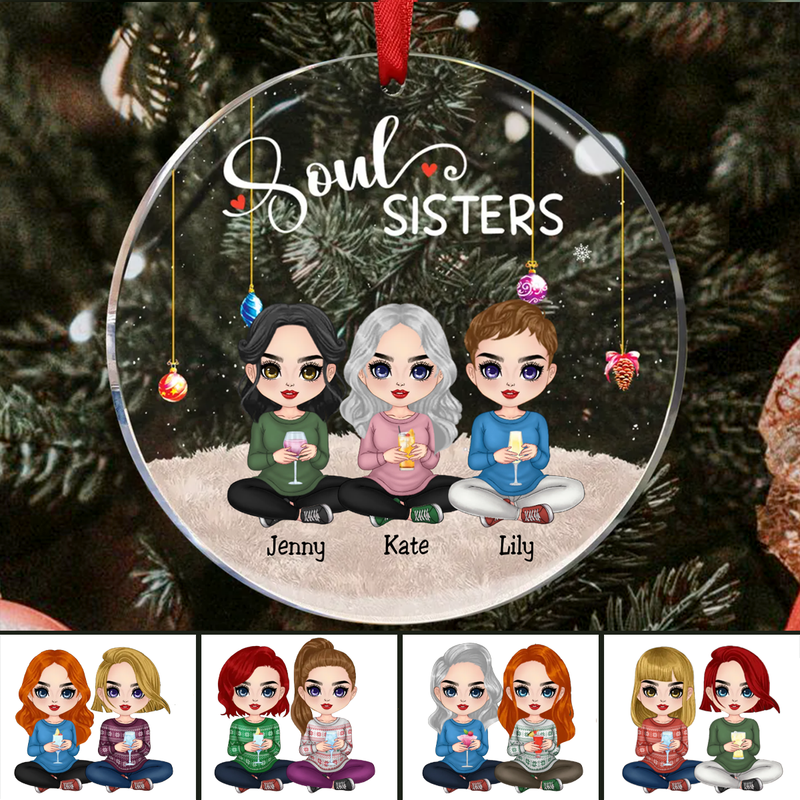 Sisters - Soul Sisters - Personalized Circle Ornament (TB)