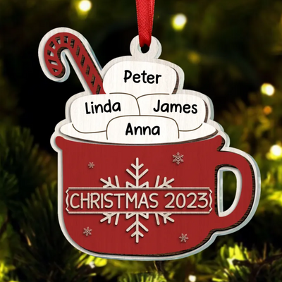 Family - Sugar Cocoa Marshmallows - Personalized Acrylic Ornament -  Gift For Family Members - Makezbright Gifts